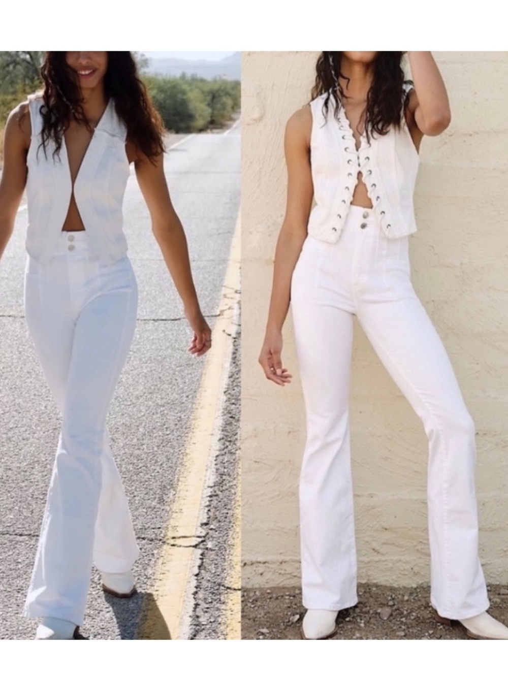 NWT Free People Jayde High Rise Flare White Denim Jean Size 32